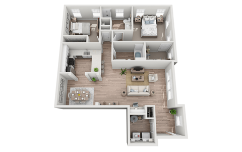 Floor plan for 2 beds, 2 baths, 1210 sqft